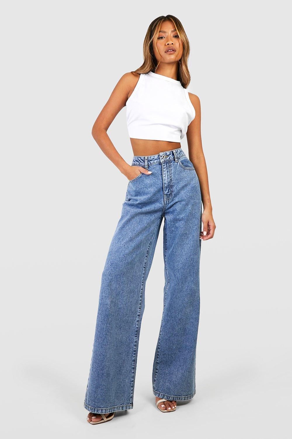 Basics High Waisted Wide Leg Jeans | boohoo